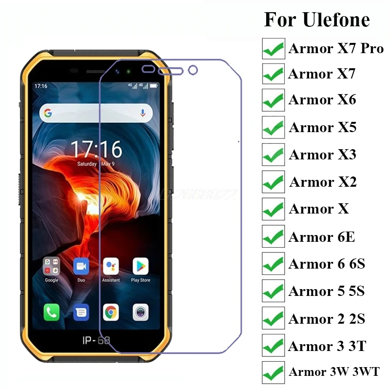 

10-1PC Tempered Glass for Ulefone Armor X7 Pro Film on Ulefone Armor X3 X5 X6 5S 5 3 T 3W 3WT Screen Protector