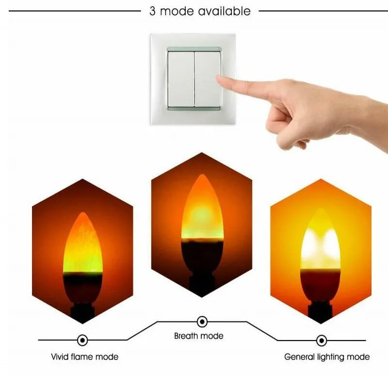 E14 LED Flame Flickering Bulb LED Fire Emulation Light E27 Candle Lamp 3 Modes Lighting Creative Xmas Atmosphere Lamp Home Decor