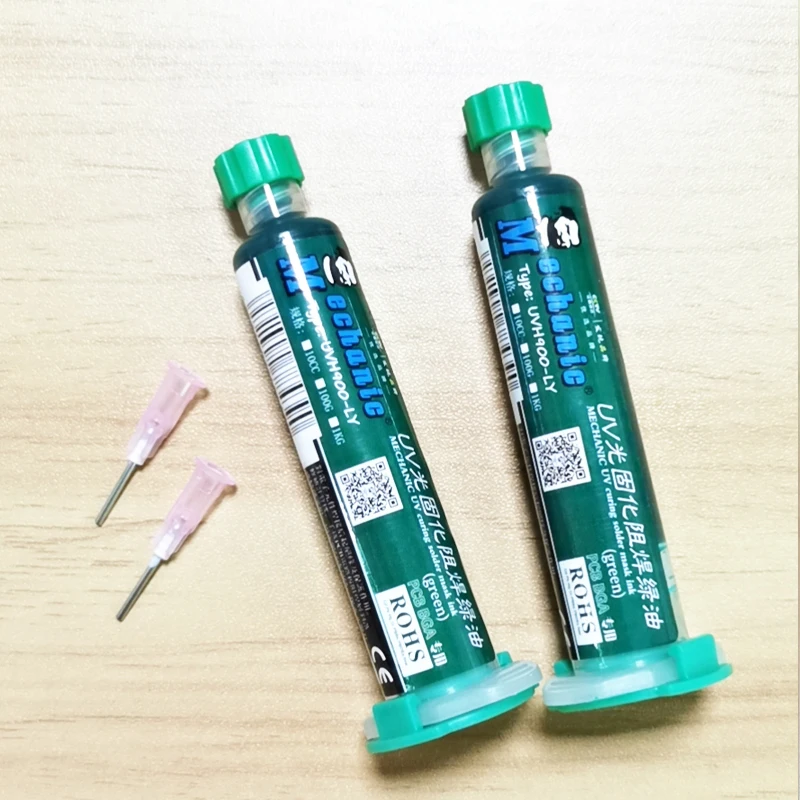 MECHANIC 녹색 UV 솔더 마스크, BGA PCB 페인트, 부식 방지, 아크 납땜 페이스트, 플럭스 PCB, UV 감광성 잉크, 10ml, 1 개