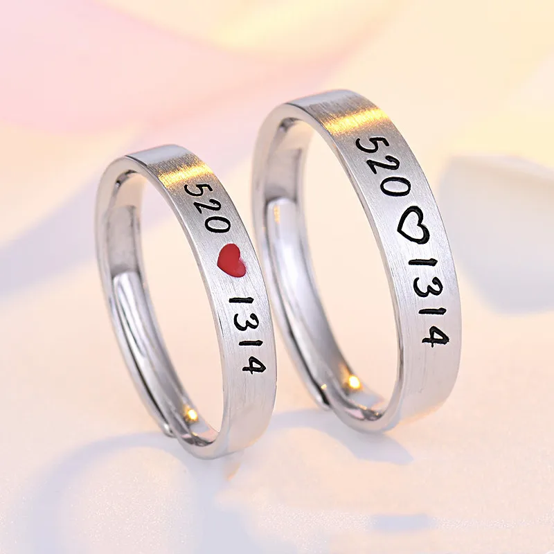 Original S925 Couple Sterling Silver Pair Of Rings For Men And Women, Simple Niche Design, Adjustable Opening Ring