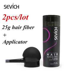 Sevich-Juego de fibras capilares para construcción de cabello, aplicador de fibra de queratina, Spray para adelgazamiento, espesamiento, tratamiento para el crecimiento del cabello, 25g