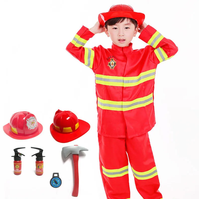 

new costumes role Fireman playing professional worker Primary and secondary school students