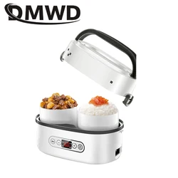 DMWD mini elektryczny ryżowar 1L przenośny ceramiczny liniowy multicooker inteligentne pudełko na lunch z izolacją podgrzewacz do potraw jajowar parowiec