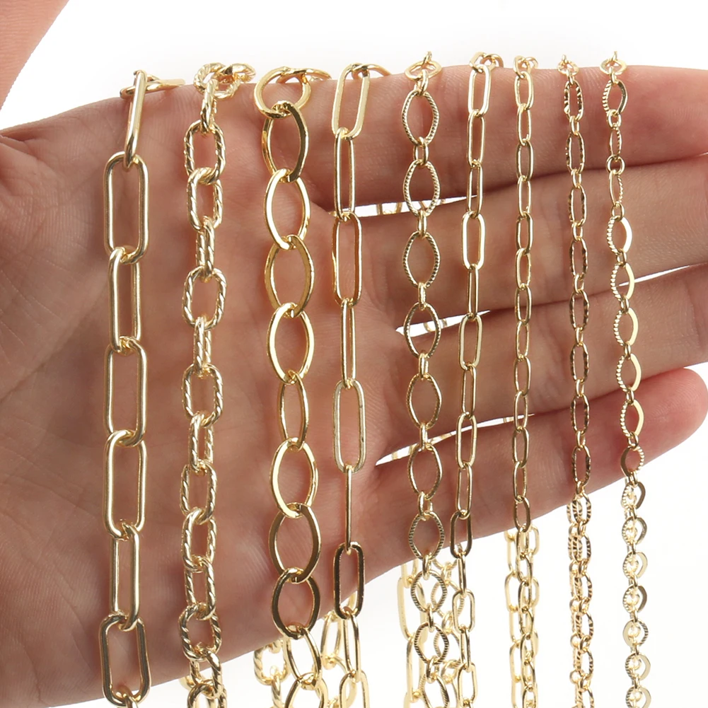 1m Gold Color Stainless Stell Big Rolo Cable Bulk Chains for Jewelry Making Necklace Bracelet Ankles DIY Handmade Accessories