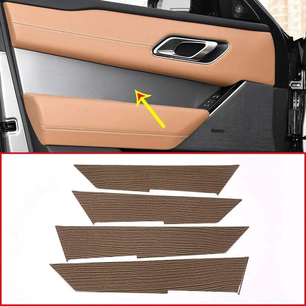 

ABS Plastic Car Interior Door Handle Panel Cover Trim For Land Rover Range Rover Velar 2017 2018 Sands Wood Grain