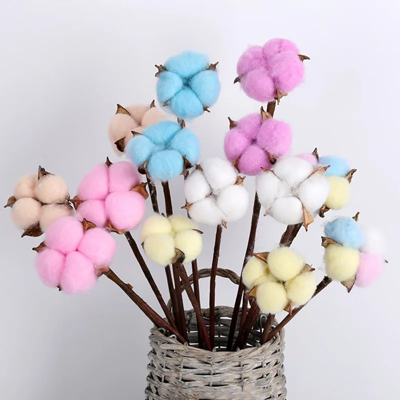 

Naturally Dried Cotton Home Decorative Artificial Floral Branch Wedding Brides Bouquet Christmas Decoration Flower Shots Props