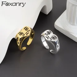 Foxanry Silver Color Rings for Women New Trend Vintage Creative LOVE Heart Crying Face Thai Silver Jewelry Party Gifts