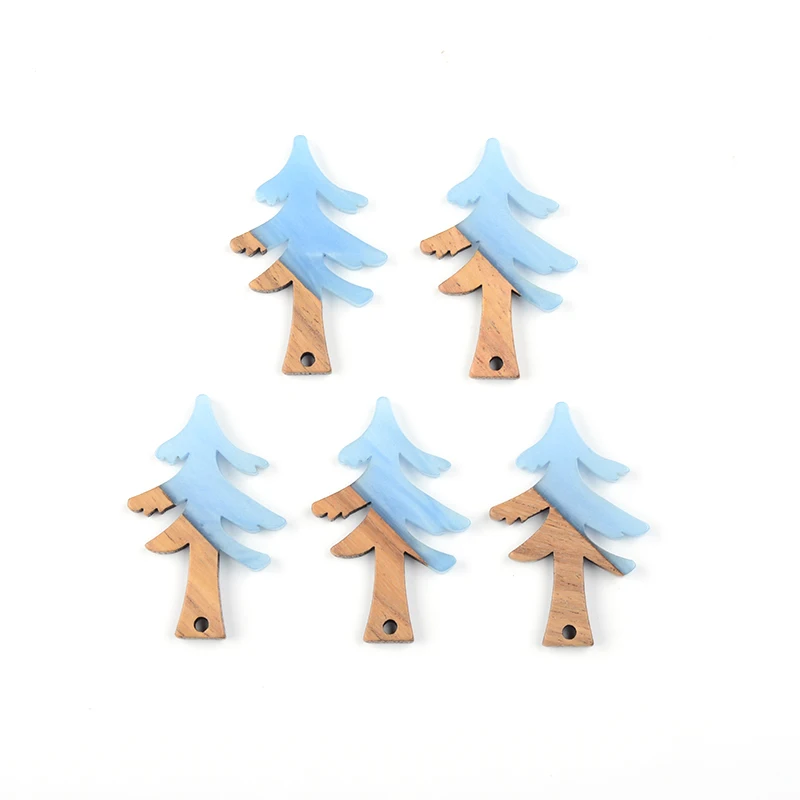 10Pc Kerstboom Oorbellen Accessoires Natuurlijke Hout & Hars Splicing Hand Made Diy Maken Charms Sieraden Bevindingen & Componenten