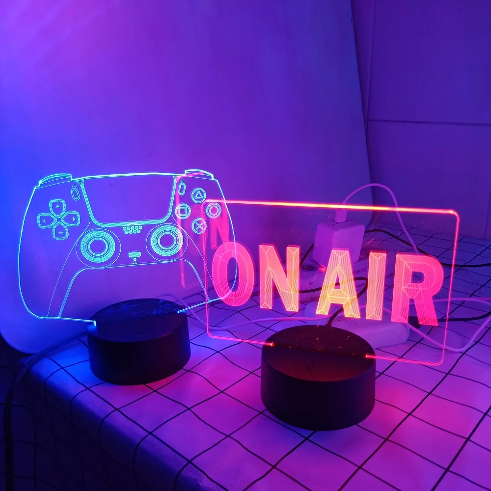 3D Night Light Lamp Gaming Room Desk Setup Decor Table Game Console Icon Logo Sensor Light Kids Child comodino Gift compleanno natale