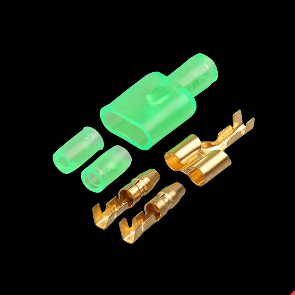 

10/20/50sets 4.0 bullet terminal car electrical wire connector diameter 4mm Male + Female 1 : 2 Green