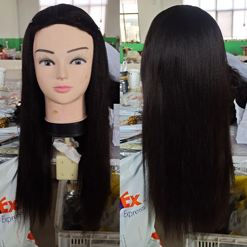 Cassiopeia Yaki Straight Half Wigs Sale Brazilian Light Yaki 3/4 Human Hair Half Wigs For Women Machine Made Yaki Hair Wig