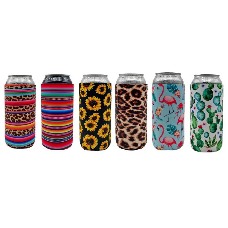 6PCS Collapsible Neoprene Can Beer Cooler Sleeves Tall Energy/Beer Drink Coolies For 16oz Rockstar , Monster , 500ML beer bottle