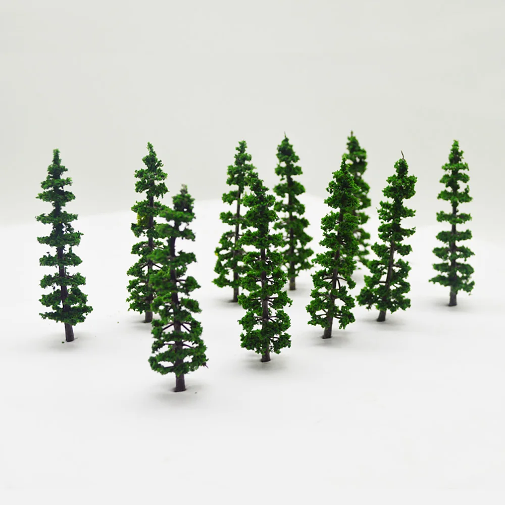 Height 8.5CM Miniature Green Tree Model For HO Railway Diy Building Sand Table Scene Layout Materials Diorama Kits 10Pcs/Lot