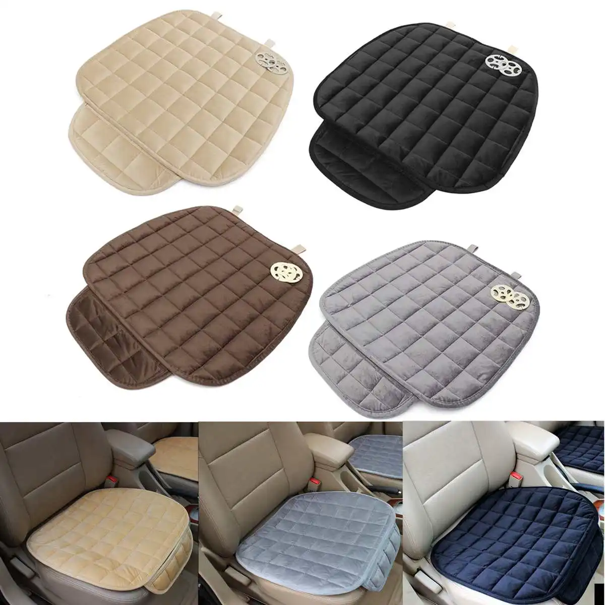 Car Rear Seat Cushion Cover Warm Black Car Front Seat Cushion Anti-Slip Rear Back Chair Seat Pad For Vehicle Auto Protector