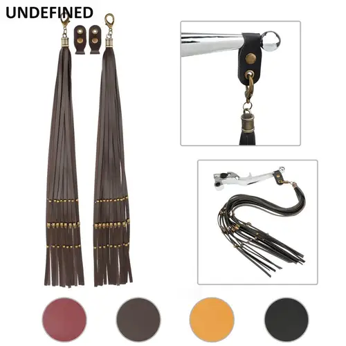 Imagen 2 del producto Palanca de freno Universal para motocicleta, cubiertas de cuero con flecos de calavera y borlas, cubierta de palanca de embrague para Harley Indian Chieftain Dark Horse