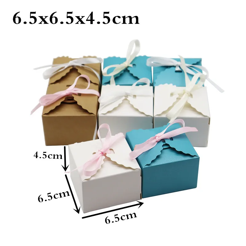 

6.5x6.5x4.5cm Square multicolored colors Paper Box Package Valentine's Day Gift Candy Jewelry Storage With Ribbons Wedding box