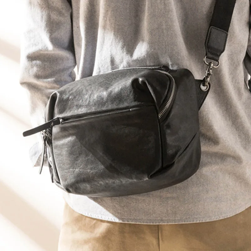 

Leather multifunctional shoulder bag men's soft leather handbag top layer cowhide men's messenger personality fashion trend back