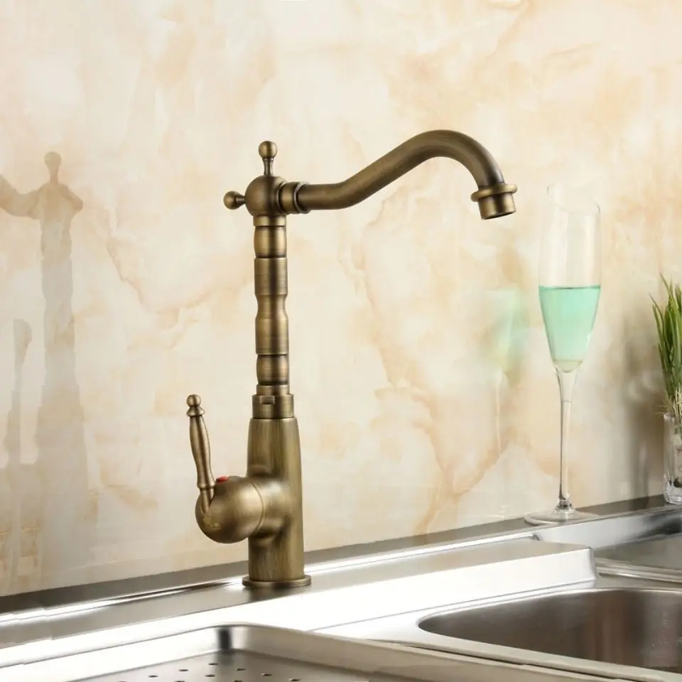 Rubinetto da cucina retrò in stile europeo lavello per verdure domestiche ugello serbatoio acqua calda e fredda per rubinetto bagno raccordo da giardino