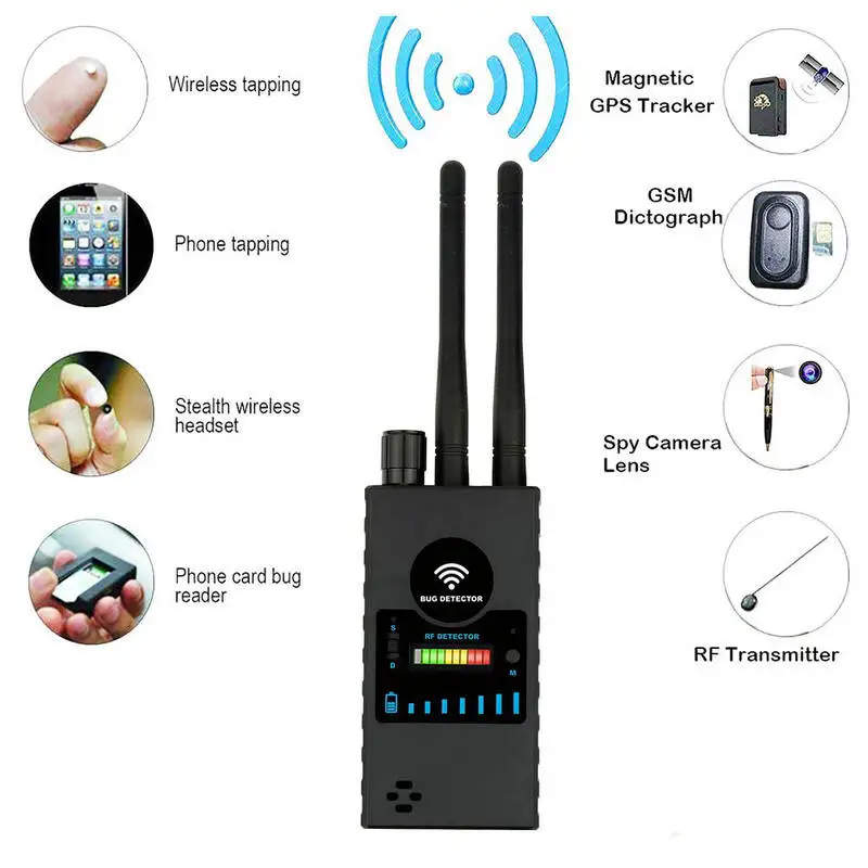 Minicámara magnética inalámbrica antiespía con GPS, doble antena, Detector de señal, Buscador automático, barrido de frecuencia, protección