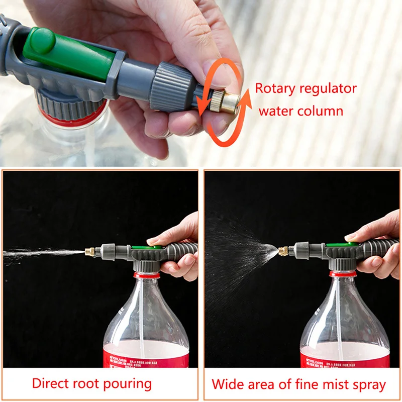 High Pressure Air Pump Manual Sprayer Adjustable Drink Bottle Spray Head Nozzle Garden Watering Tool Universal Beverage Bottle