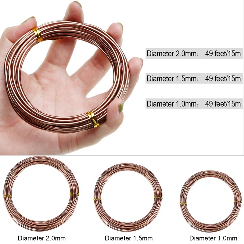 9 Rolls Bonsai Wires Anodized Aluminum Bonsai Training Wire with 3 Sizes (1.0 Mm,1.5 Mm,2.0 Mm),Total 147 Feet (Brown)