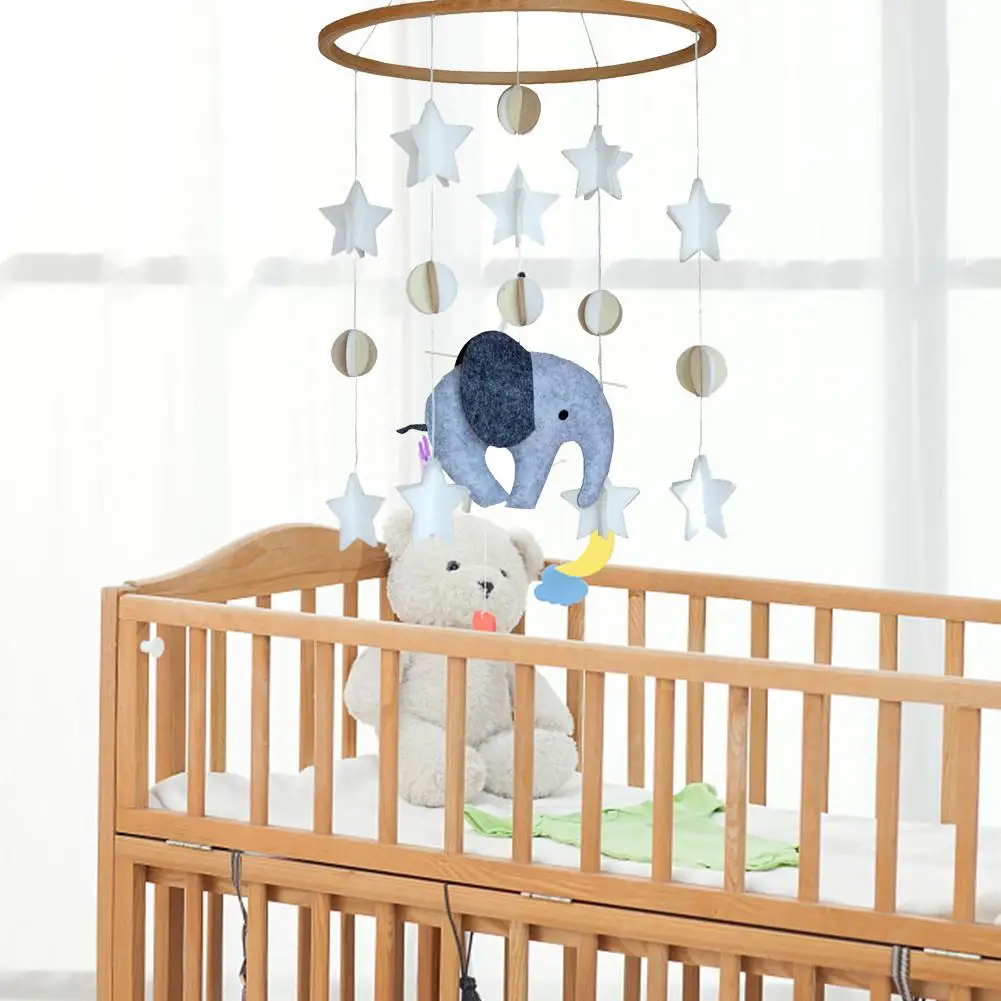 Móvil de cuna de bebé con cama de elefante, campana de viento, decoración de guardería, decoraciones de techo, regalo de Baby Shower