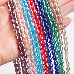 70pcs 4/6mm Rice Grains Austrian Sparkling Spacer Crystal Beads Water Drops Glass Beads DIY Charm Bracelet Making Accessories