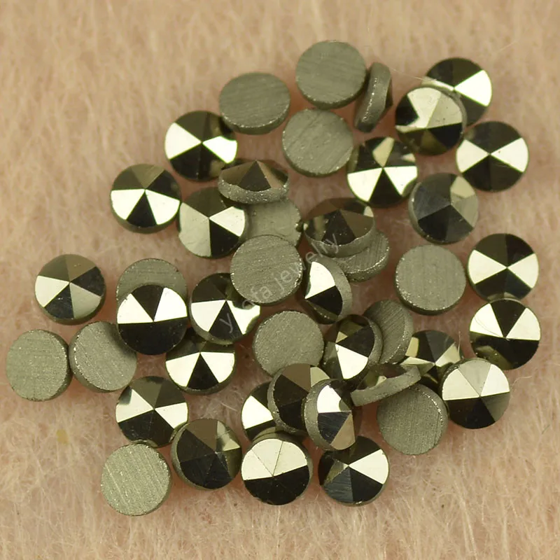 Drilling up 0.8~2mm Round Shape Flat Back Loose Brass color Marcasite Stone Beads For DIY Jewelry Fill drill