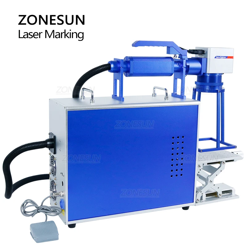 ZONESUN Fiber Laser Marking Machine Pulsed Laser Engraver Metal Plastic Leather Packaging System