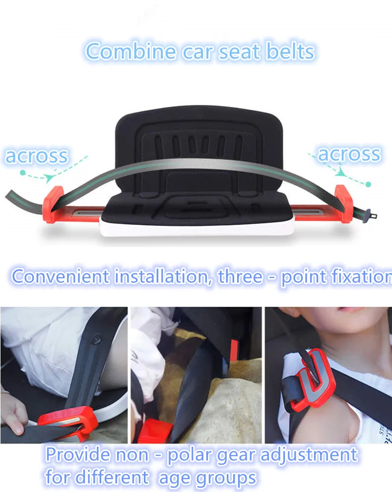 Foldable Child Safety Seat Baby Toddler Booster Seat Cushion Three-point Safety Harness Kids Travel Portable Car Safety Seats