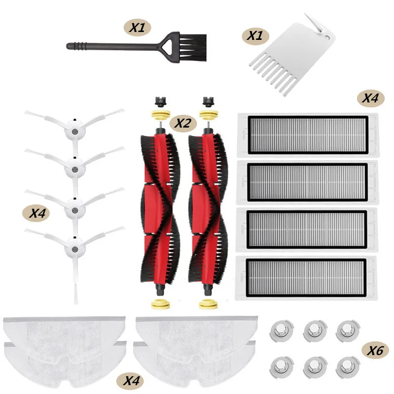 

Centre Roll + Side Brush + Hepa Air Filter + Mop Cloth + Knife Brush + Cleaning Brush for Xiaomi Roborock S 5 6 50 51 52 55 60