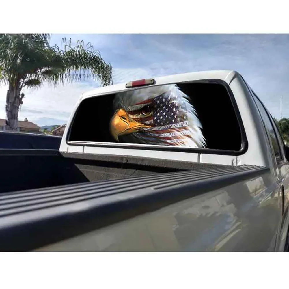 Large size Creative Stickers American Flag Eagle Print Rear Window Graphic Decal Sticker Car Truck SUV Van