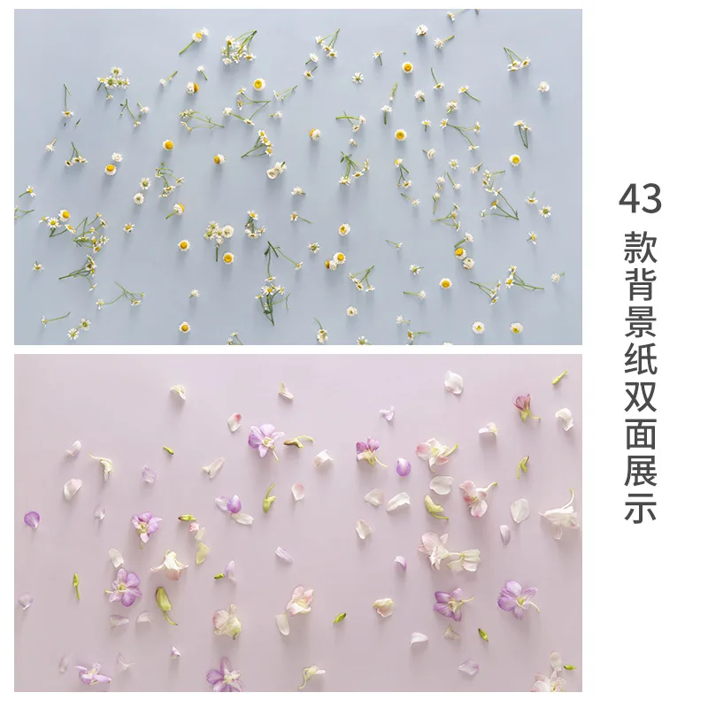 Small Flower Pink Color 57x87cm  PVC background Pink gray color with flowers double side printing Photo Studio Jewelry Bag