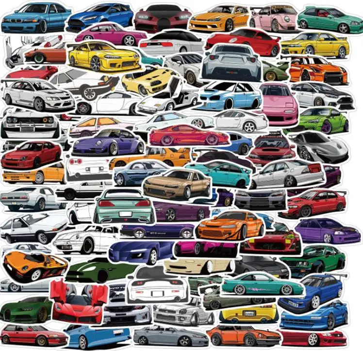 10/30/50/100pcs  Jdm Automotive Graffiti  Cool Helmet Classic Stickers Skateboard  Window Wall Water Cup Trolley Popular Travel