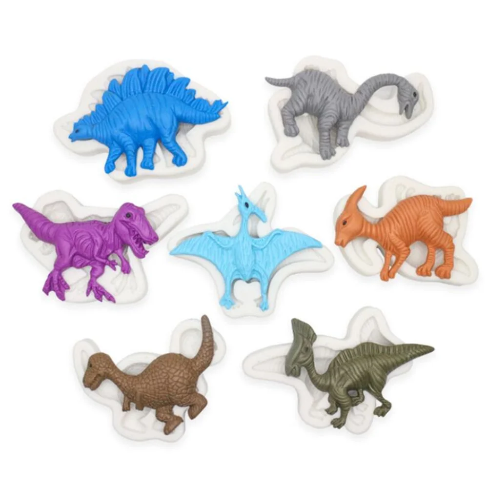 Luyou 7pcs Dinosaurs Silicone Resin Molds Fondant Mould Cake Decorating Tools Pastry Kitchen Baking Accessories