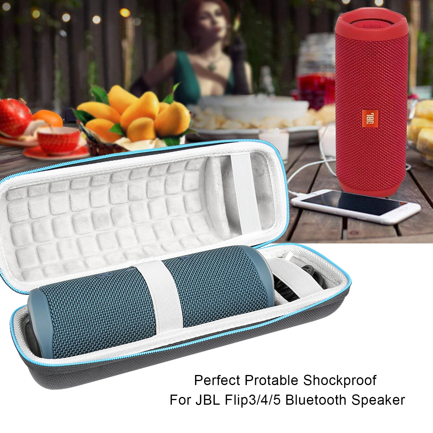 Dura Viaggi Carry Colonna Custodie Sacchetto Della Copertura Del Sacchetto Per JBL Flip 3 Flip4 Flip5 Altoparlante Senza Fili del Bluetooth Più Spazio Per plug & Cavi