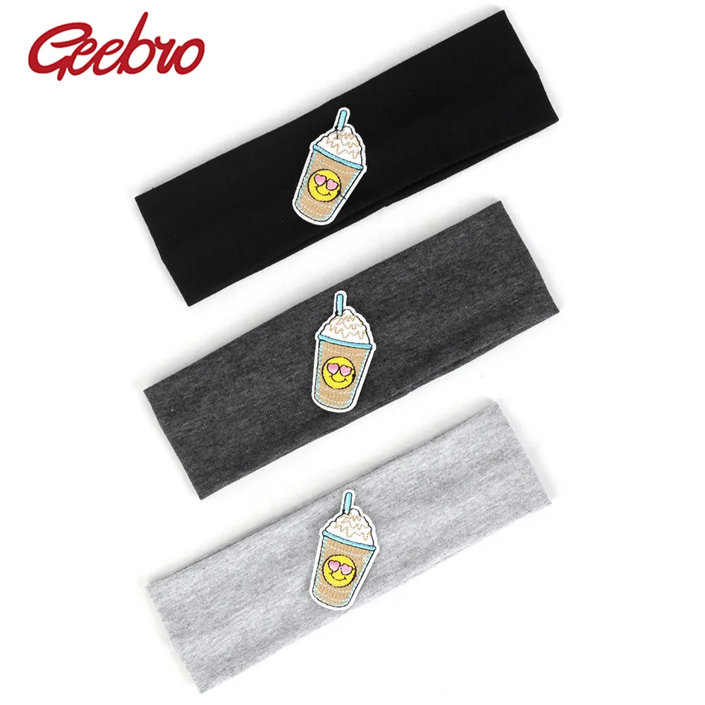 Geebro Kinder neue süße Baumwolle elastischen Stirnband mit Applikation Jungen Haarband Baby Mädchen Turban Kinder flache weiche Haare Accessoires