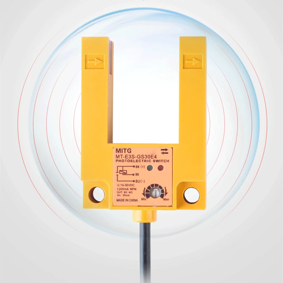 U-förmiger Schlitz-Lichtschranke E3S-GS30E4 Aufzugs-Hebestandsensor NPN NO 3 Drähte 12 V-24 V 30 mm Infrarot-Näherung EIN AUS – Detail 2