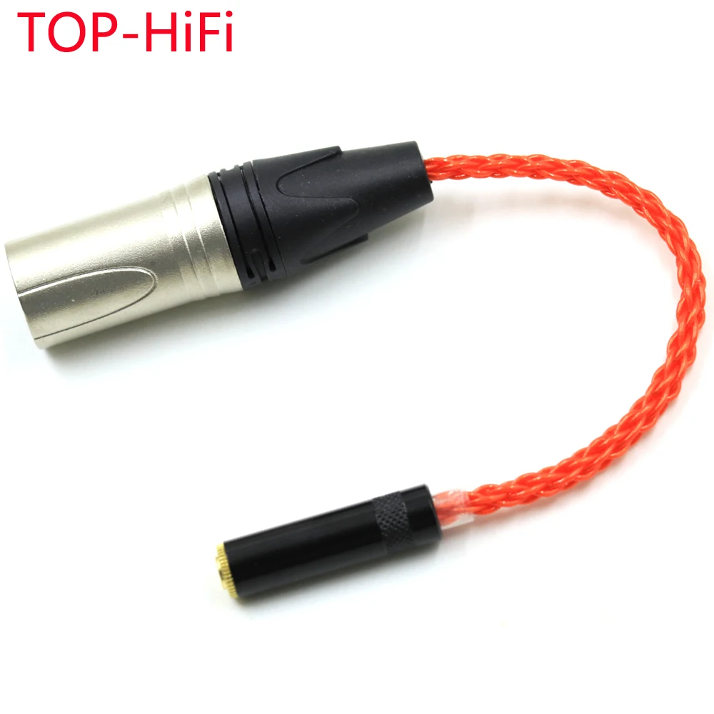 TOP-HiFi 4Pin XLR Male Balanced to 3.5mm Stereo Female UPOCC Silver Plated Audio Adapter Cable Headphone Cable