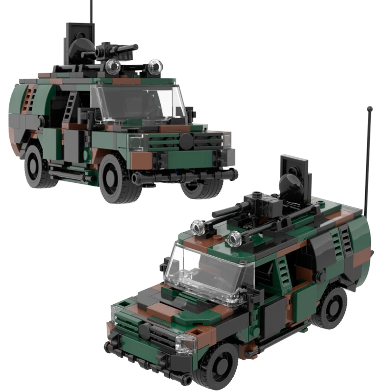 MOC  Military Police Patrol Car Off-Road Vehicle Building Blocks Model WW2 Figures Weapons Bricks Compatible Toy Gift For Kids