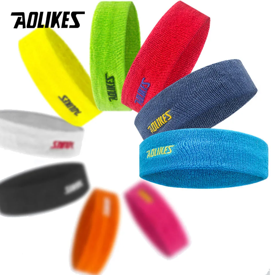 AOLIKES High Quality Cotton Sweat Headband For Men Sweatband women Yoga Hair Bands Head Sweat Bands Volleyball Tennis