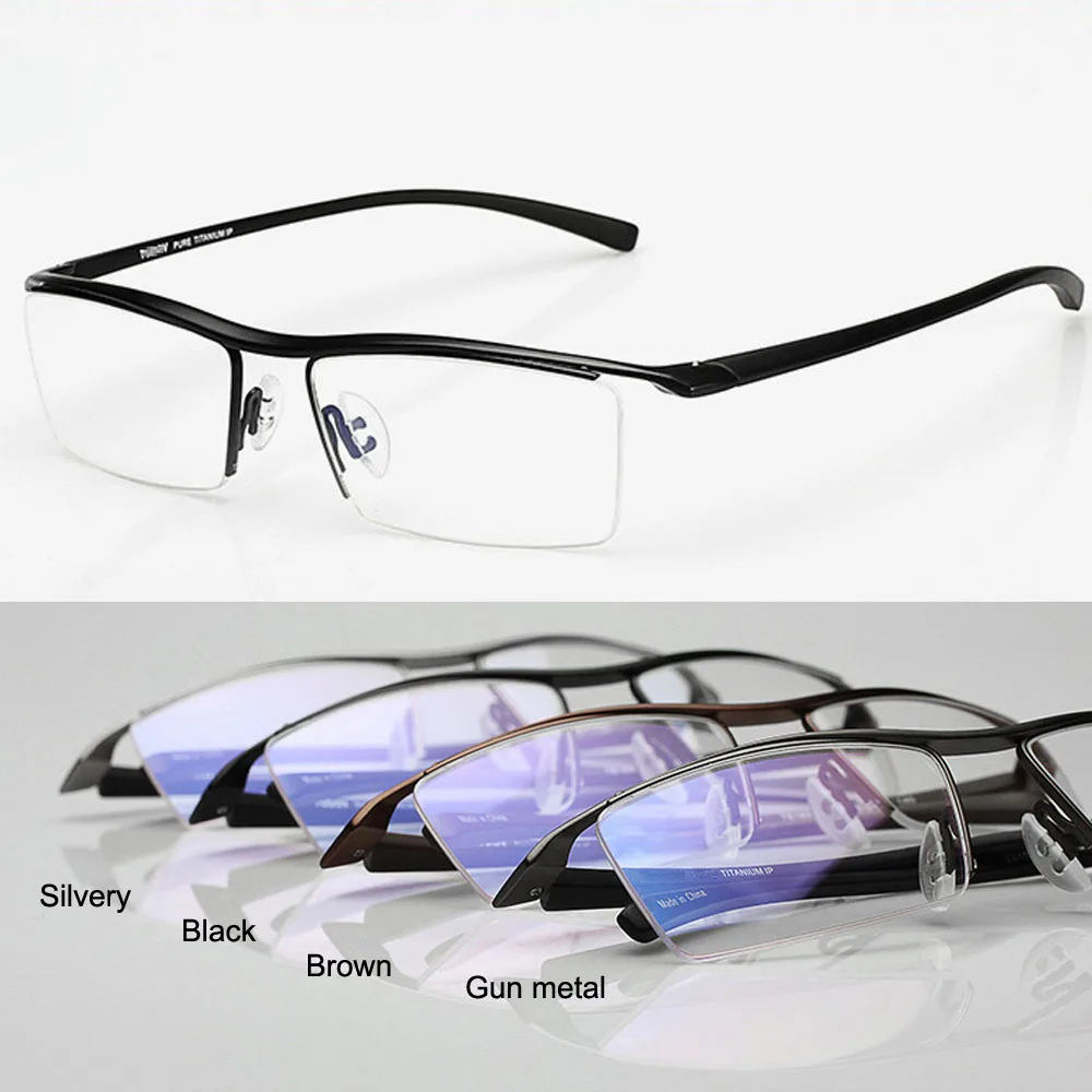 Fashion Prescription Eyeglasses Frames 4 Color Titanium Eyeglasses Frame Half Rimless Spectacles Glasses Eyewear Frames 8189