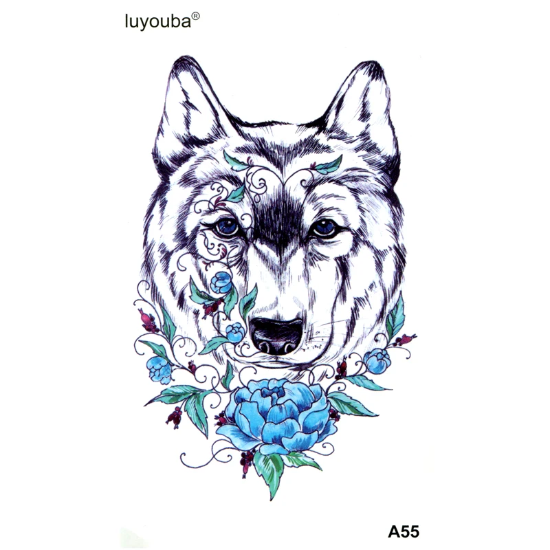 5 Styles Wolf Waterproof Temporary Tattoos Men Tattoo Art Flash Tattoo Stickers Henna Tatoo Fake Tattoo Sleeves Tattoo Henna