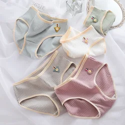 Women's Cotton Underwear Cute Girl Panties Female Thread Briefs Mid Waist Comfortable Underpants Seamless Girl's Briefs Panty