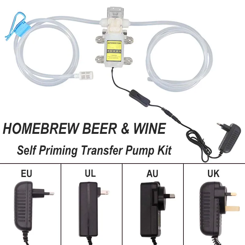 Homebrew Beer & Wine Self Priming Transfer Pump Kit Food Grade Silicone Hose Carboy Plastic Fermenter  Racking Pump