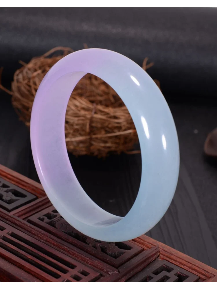 100%Jade Bracelet Wide Cuff Nature Quartzit BEAUTIFUL Purple Charm Sweet Bangle Lucky Jewelry Accessories Gift Attractive Crafts