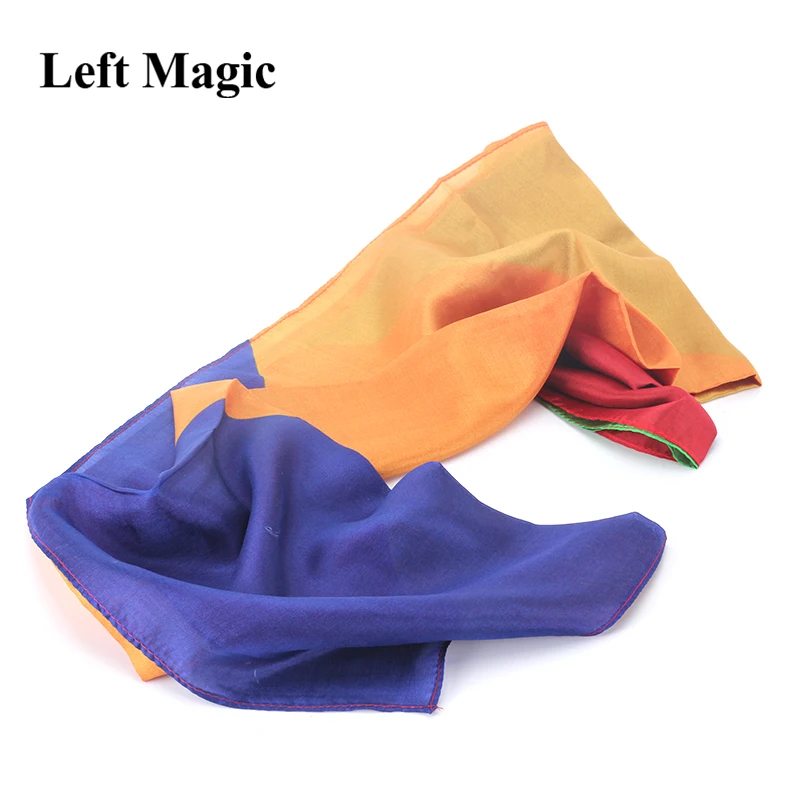 Four-Color Rainbow Stripes Scarf  Magic Tricks 45X45cm / 90X90mm Silk Cane Magic Stage Magic Tricks Fun Accessories Illusions