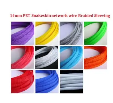 

50M Cable Sleeves 14mm PET Expandable Insulation Sheathing Braided Sleeves 14 mm Snakeskin Mesh Wire Protecting Nylon Tight