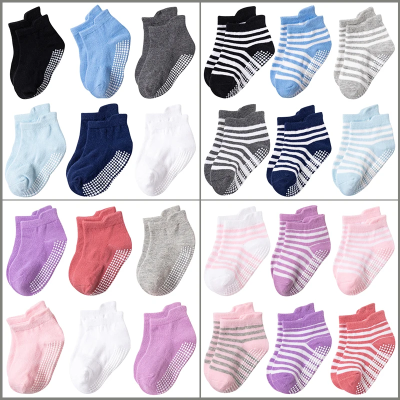 12 Pairs/lot Baby Socks Set Casual Toddler Boy Girl Clothes Accessories 0 To 5 Yrs Kid Short Sock Non Slip Breathable Bebe Stuff