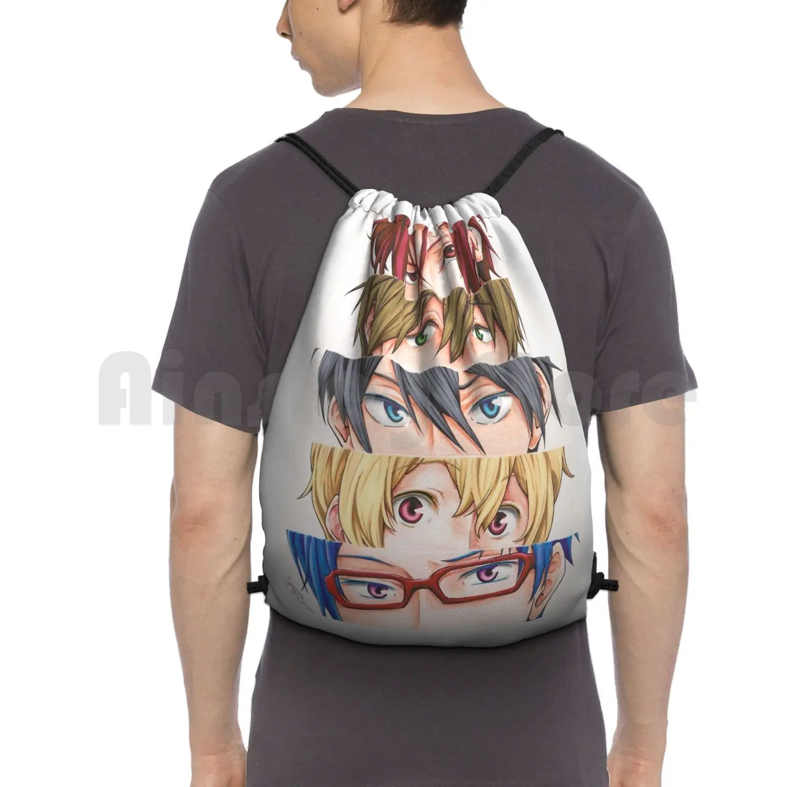 

Free! Iwatobi Swim Club Eyes Backpack Drawstring Bags Gym Bag Waterproof Free Iwatobi Swim Club Matsuoka Rin Tachibana